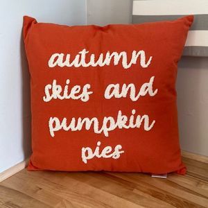 Huntington Home Orange & White Autumn Skies and Pumpkin Pies Throw Pillow